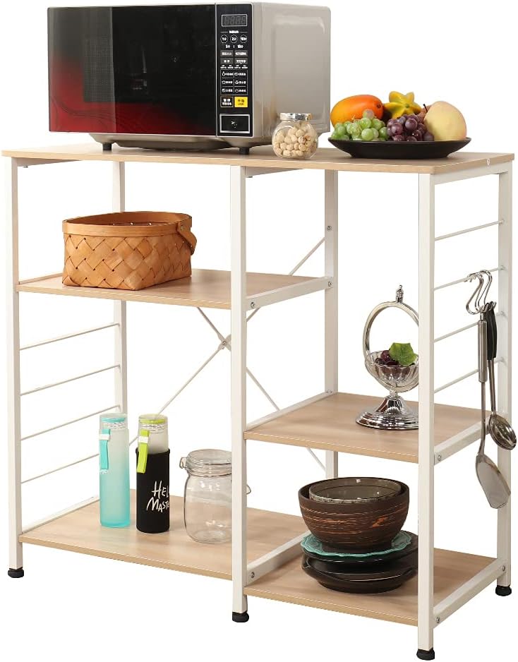 Rustic Brown Kitchen Baker's Rack Storage Cart Workstation Shelf Coffee Cart A3432