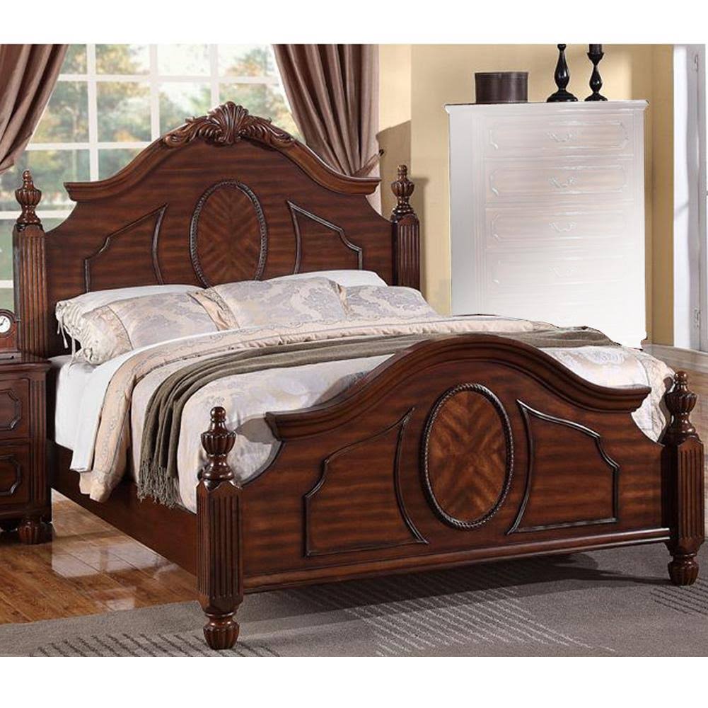 Cherry Finish Wooden Bed V97305