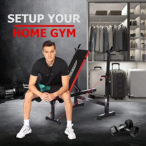 6 in 1 Weight Bench Set with Squat Rack and Barbell Rack Y7779
