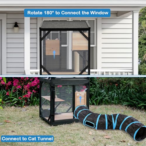 4 Tiers 70.9" H Catio Cat House Outdoor Enclosure with Removable Floor W53989