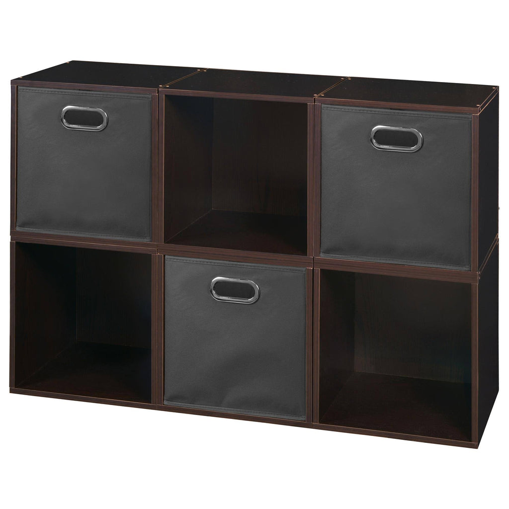 6 Cubes and 3 Canvas Bins Storage Set Truffle/Grey C46645