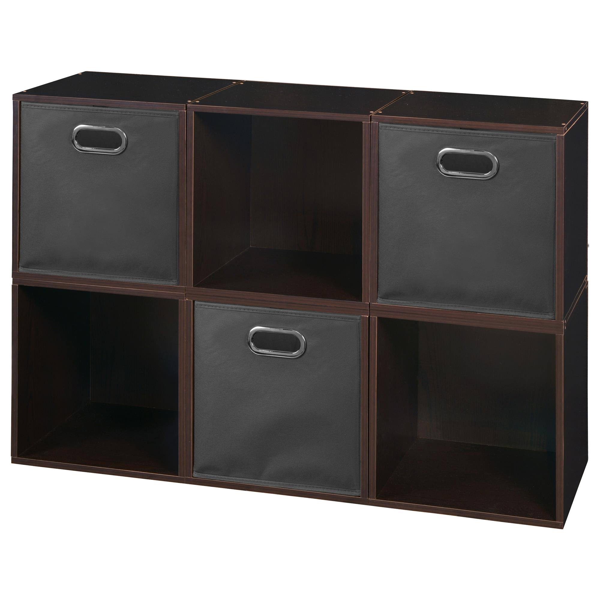 6 Cubes and 3 Canvas Bins Storage Set Truffle/Grey C46645