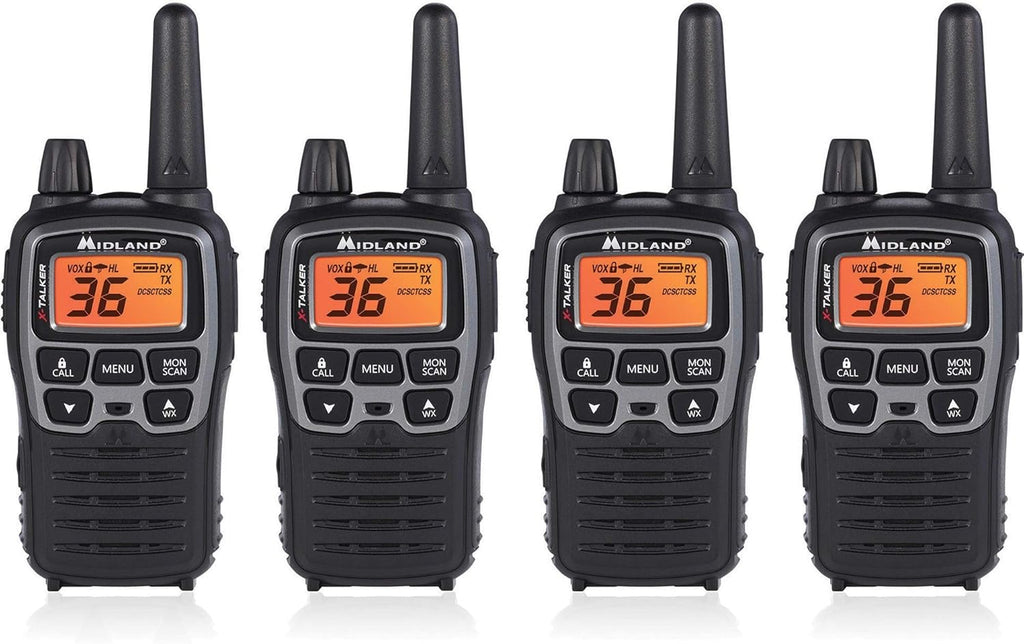 36 Channel FRS Two-Way Radio Walkie Talkie, Black/Silver, Pack of 2 F232635