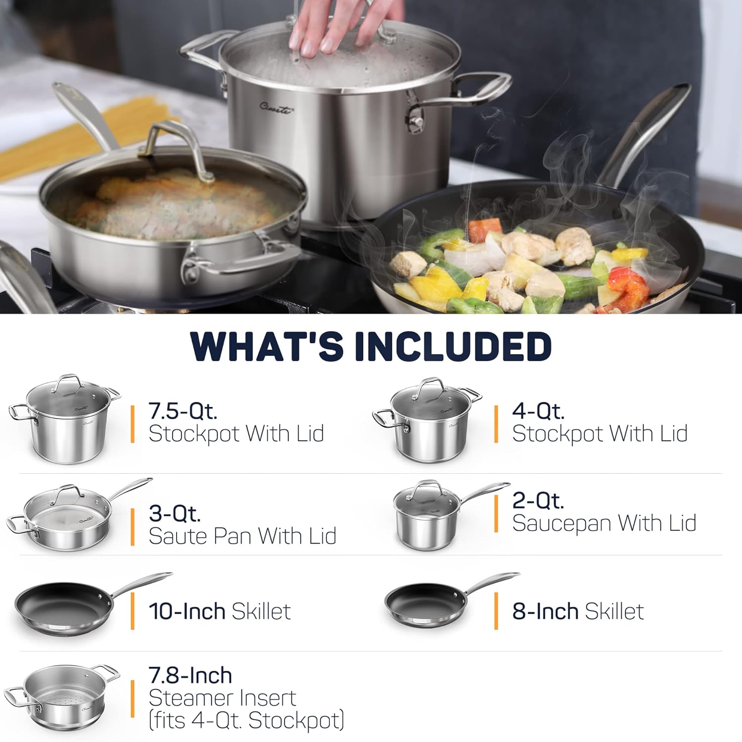 11pc Stainless Steel Cookware Set Z1005
