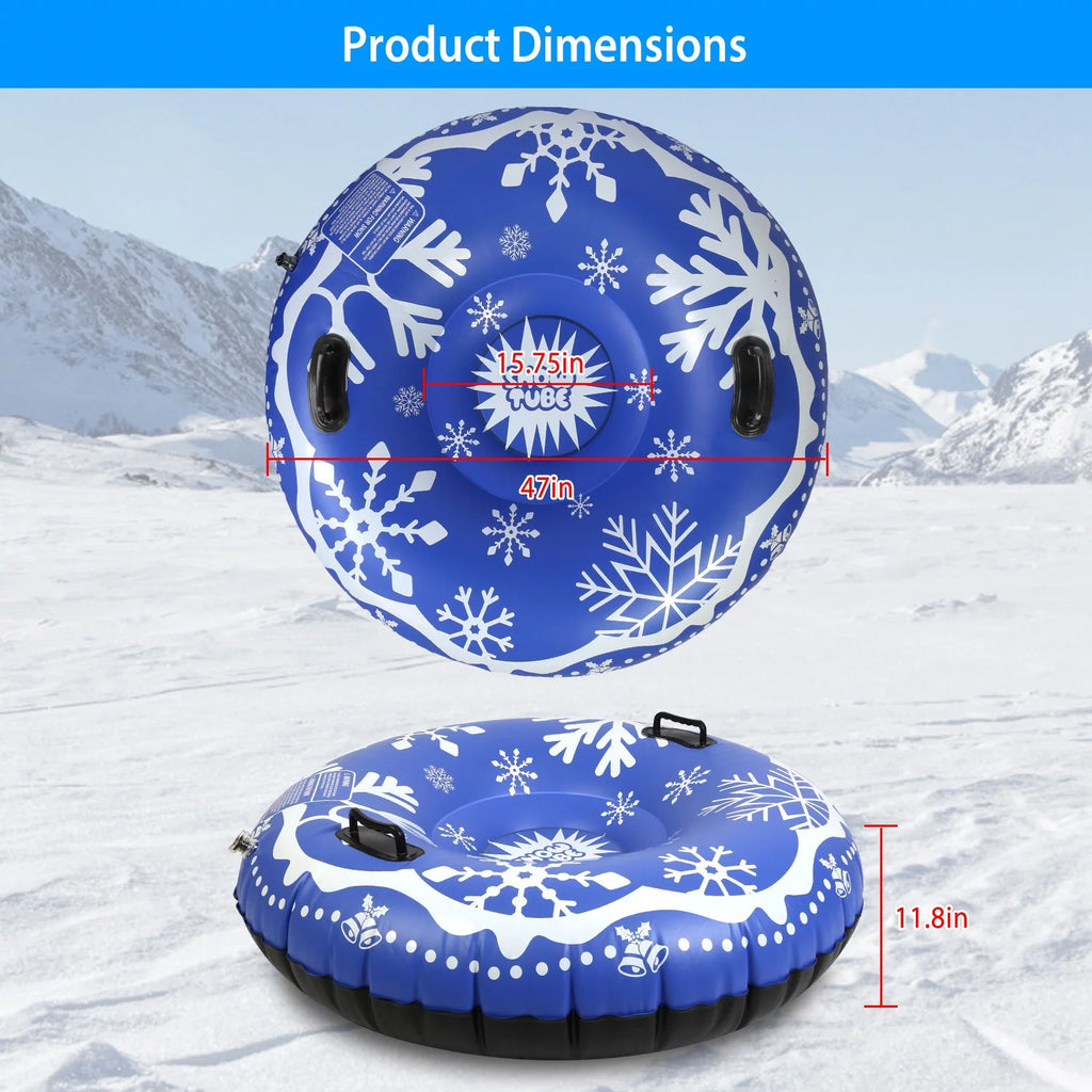 Blue 47 Inch Inflatable Snow Sled with Handles C692