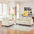 Beige 3-Seater Upholstered Sofa with Nailhead Trim E141779