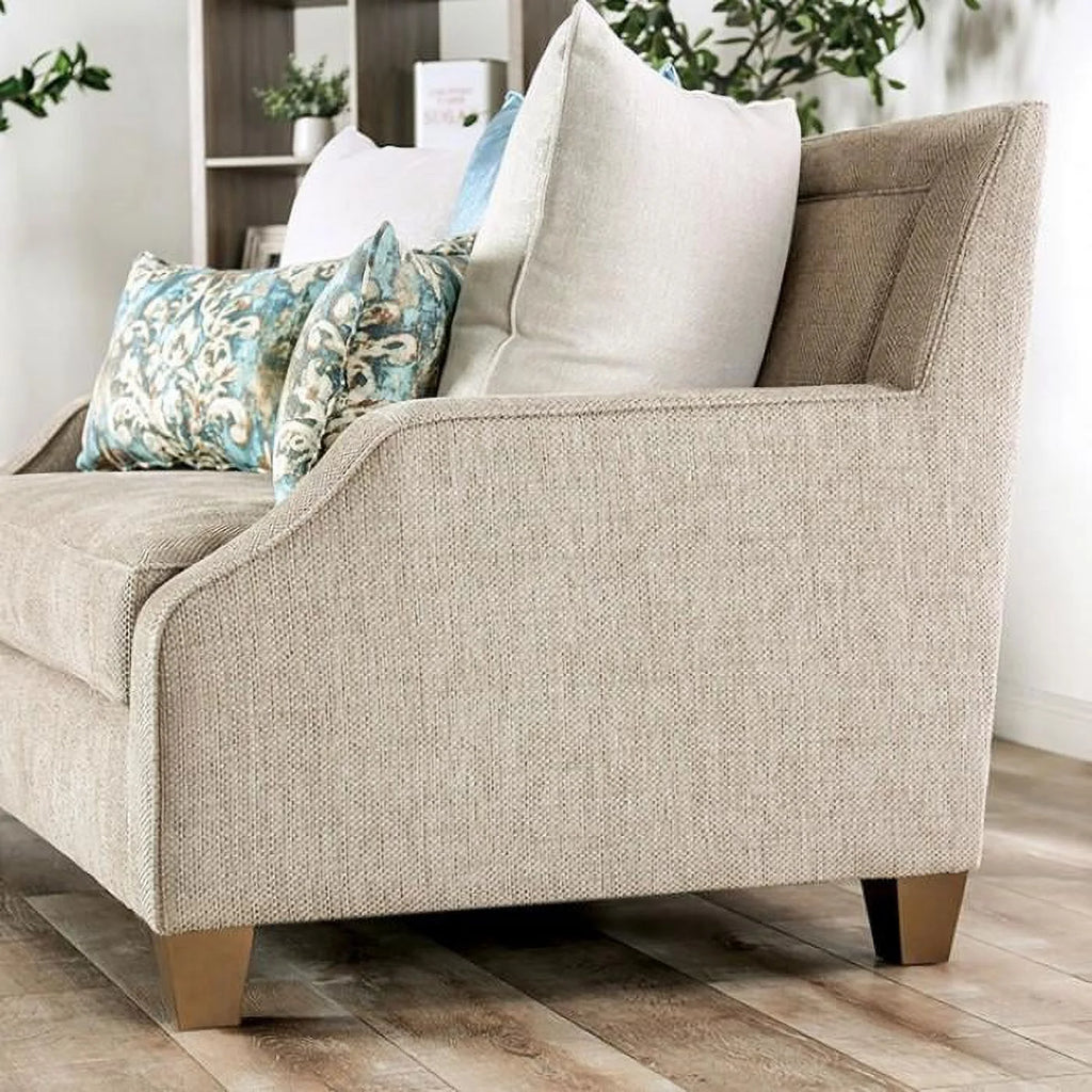 Beige & Teal Chenille Loveseat O796740