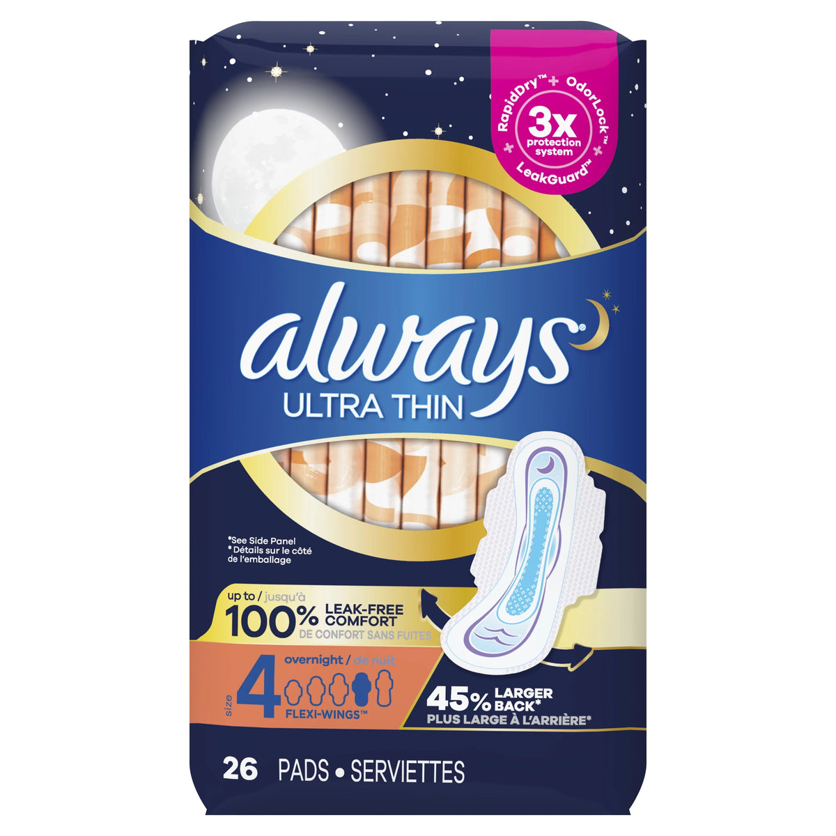 Ultra Thin Overnight Pads with Wings, Size 4, 36 Count M1704