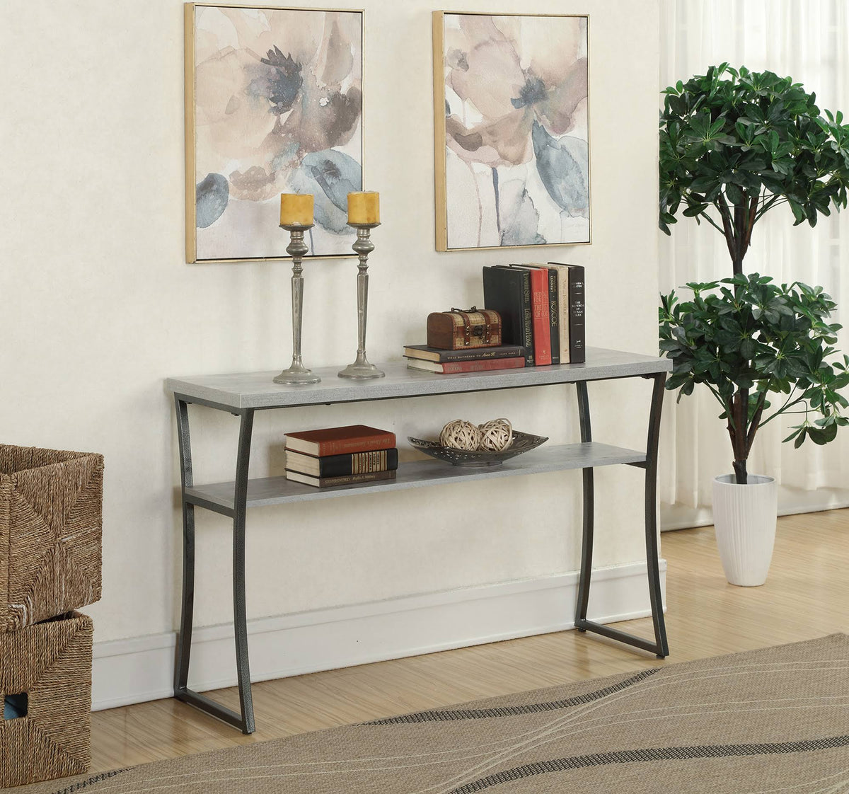 Faux Birch Console Table Y978