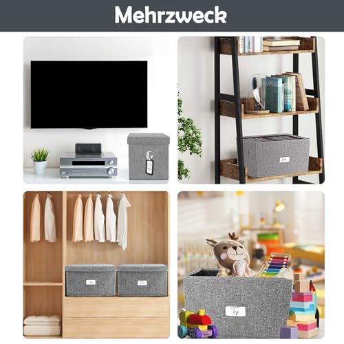 Grey Vinyl Record Storage Box with Lid J7100