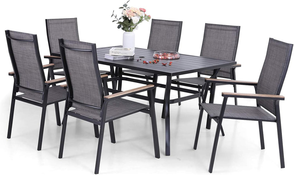 7 Piece Aluminium Patio Dining Set with Stackable Chairs K11609