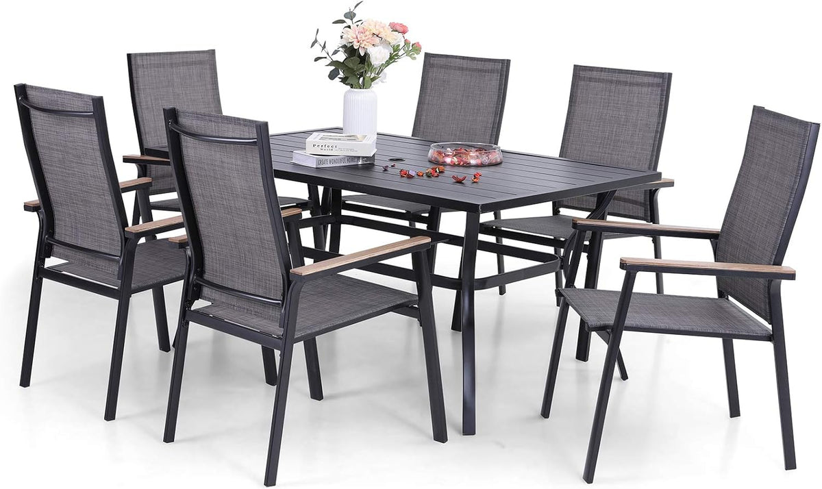 7 Piece Aluminium Patio Dining Set with Stackable Chairs K11609