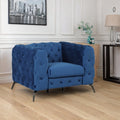 Blue Velvet Button Tufted Accent Sofa Chair J114