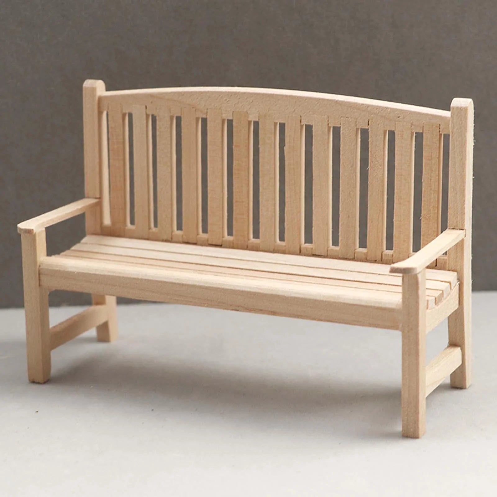 1/12 Scale Unpainted Wooden Dollhouse Outdoor Double Seat D747781