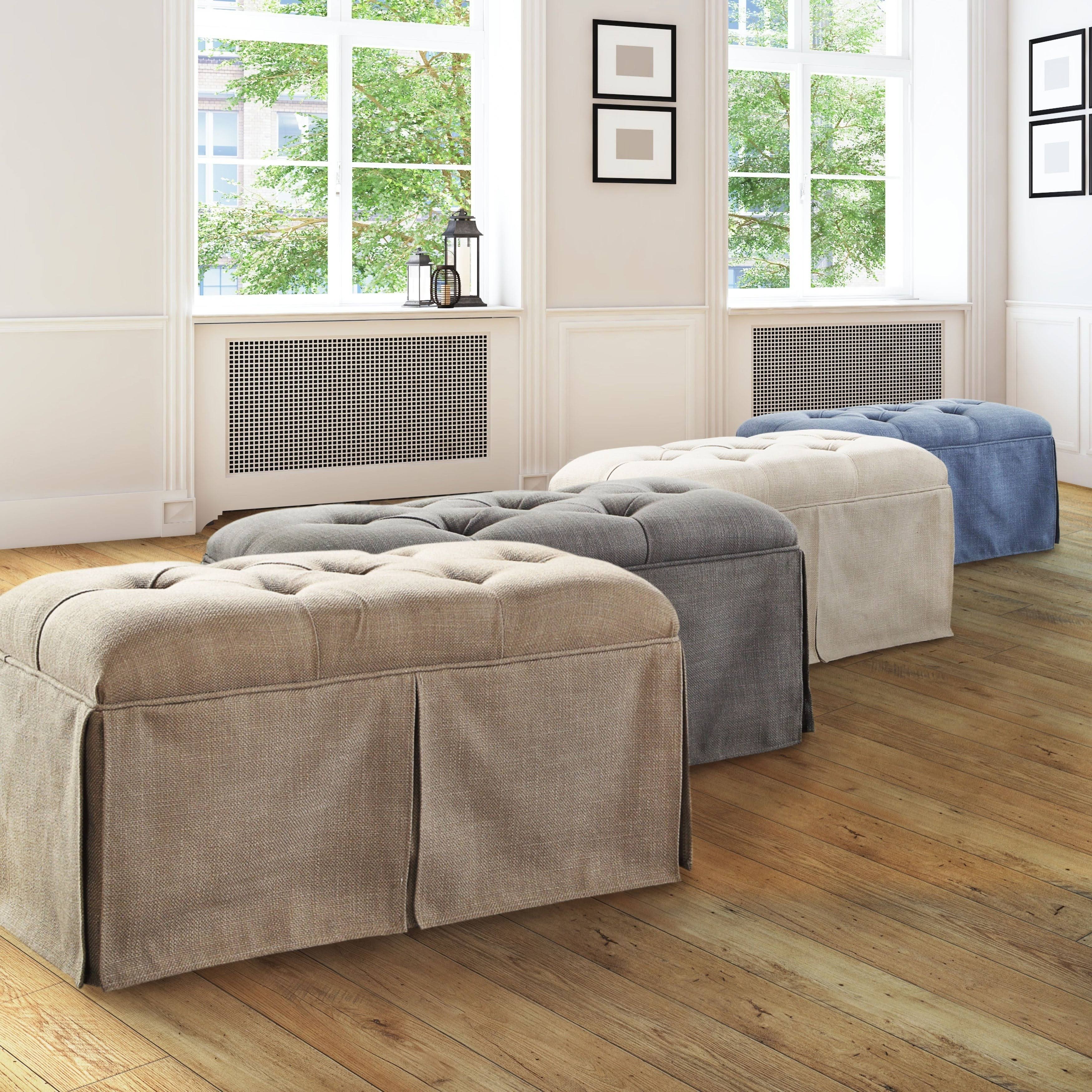 Grey Solid Wood Storage Bench O819