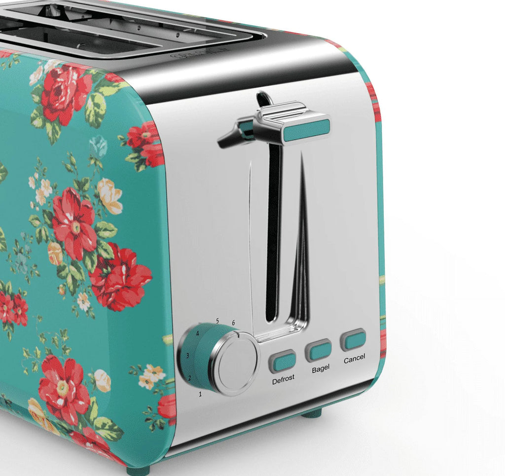 Vintage Floral Green 2 Slice Toaster B72686