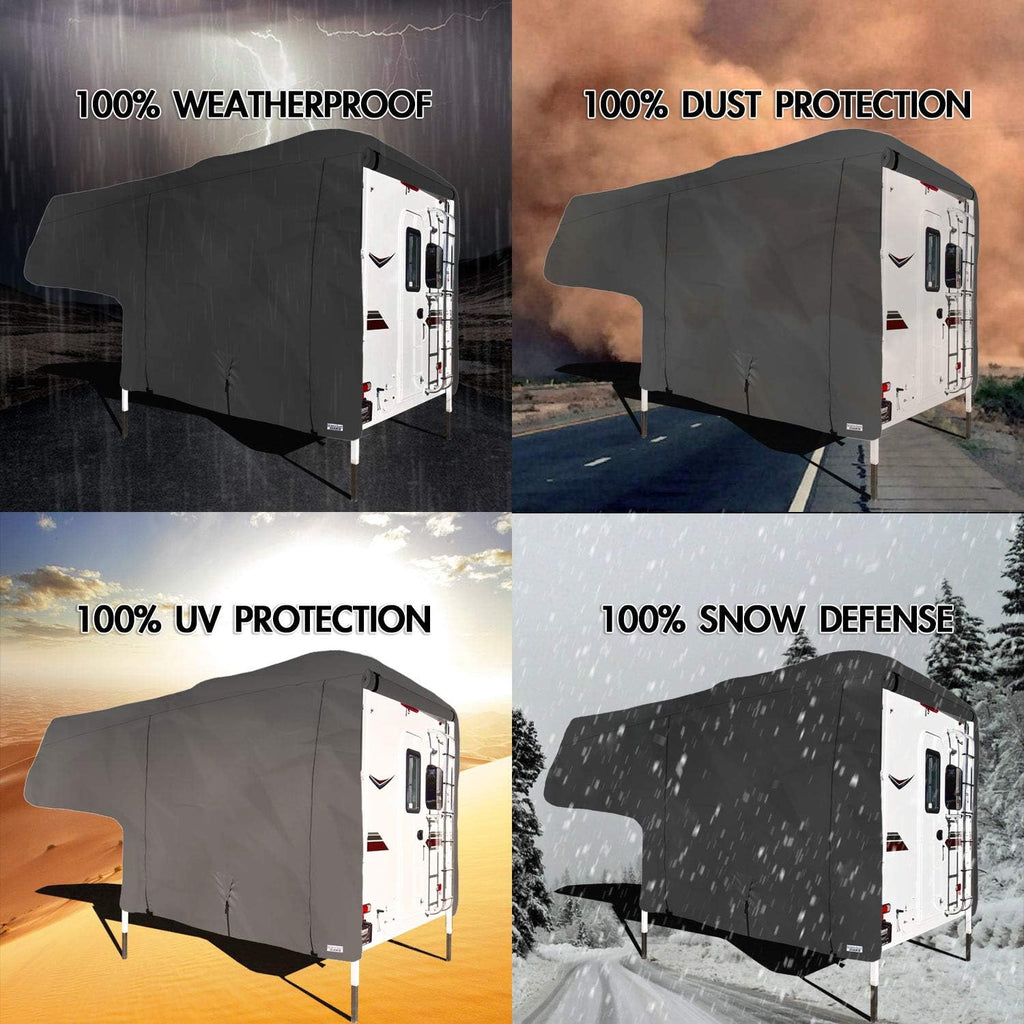 Truck Bed Camper Storage Cover, 300D Polyester, Gray, 96" L x 102" W x 85" H Z948401