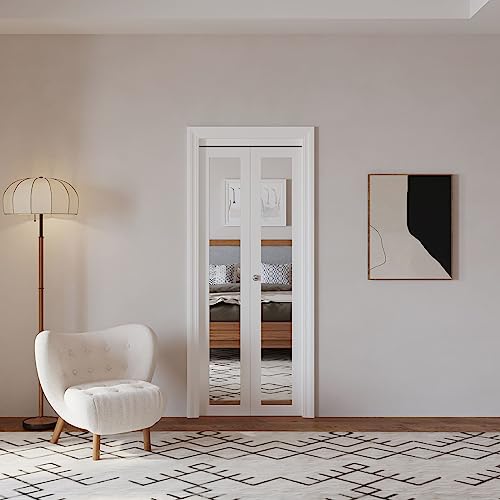 Bi-Fold Mirrored Door 30" x 80" with Hardware Kit U9543