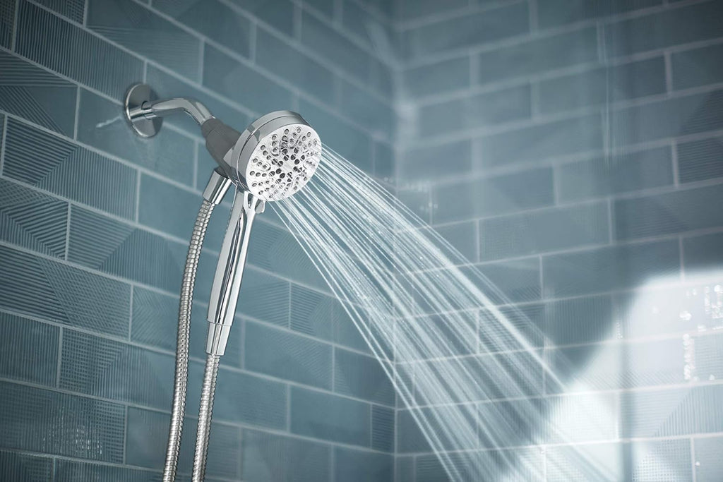 Chrome Handheld/Rain Shower Head and Six-Function Handheld Showerhead X73341