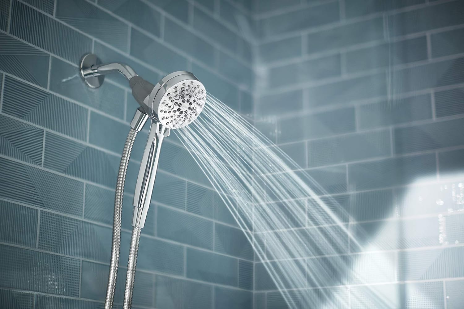Chrome Handheld/Rain Shower Head and Six-Function Handheld Showerhead X73341