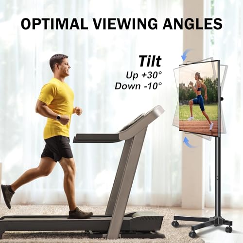 Mobile TV Carts Rotating Rolling TV Stand on Wheels for 13-50" Flat Curved TVs Height Adjustable 30° Tilt Floor TV Stand Portable Monitor Stand Holds up to 44lbs Max VESA 200x200mm N399507