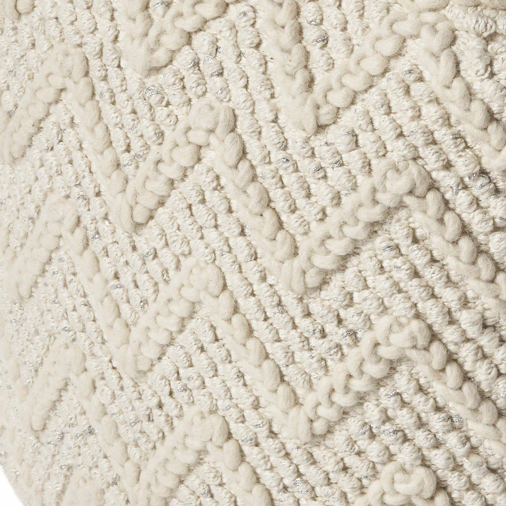 Ivory Chevron Cable Pouf R5433