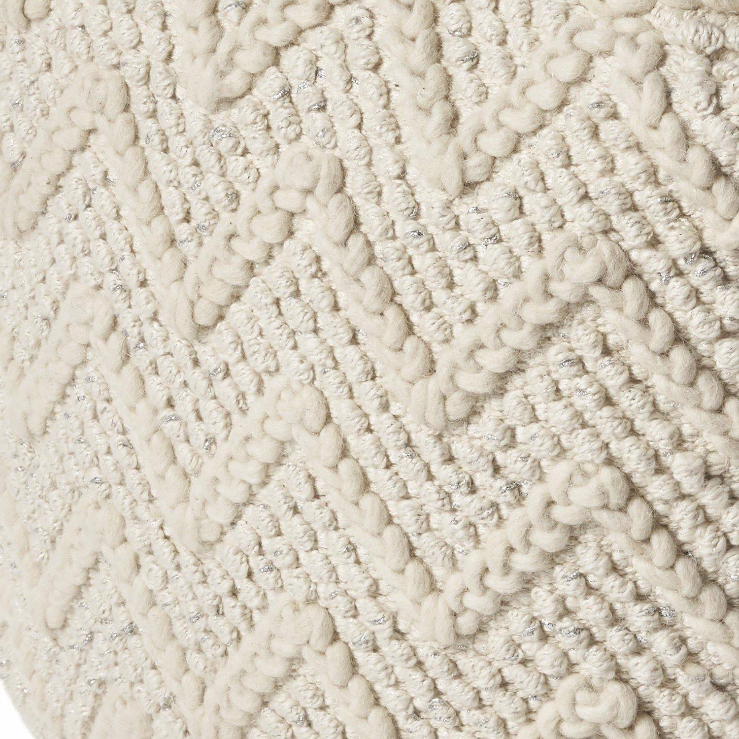 Ivory Chevron Cable Pouf R5433