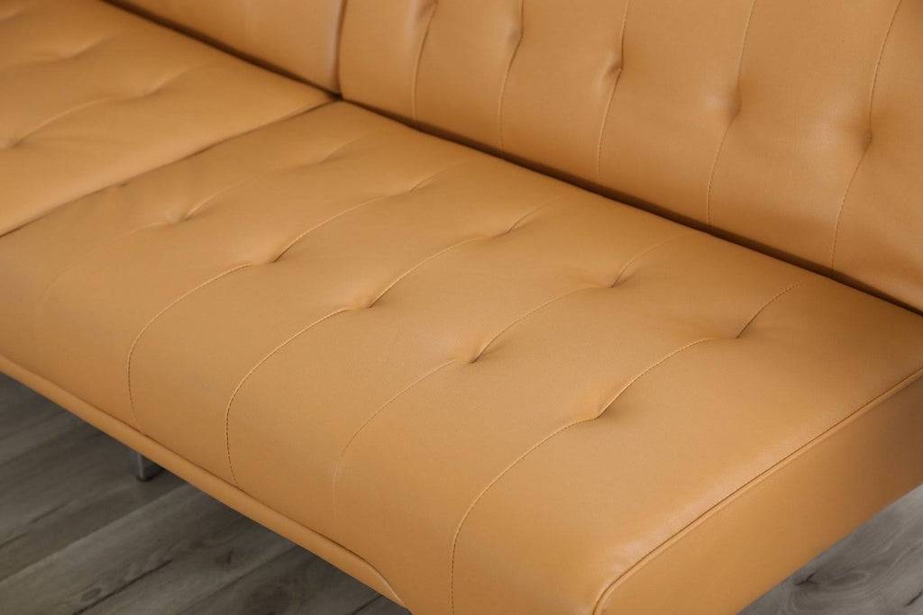 Faux Leather Convertible Sofa in Ivory A894620
