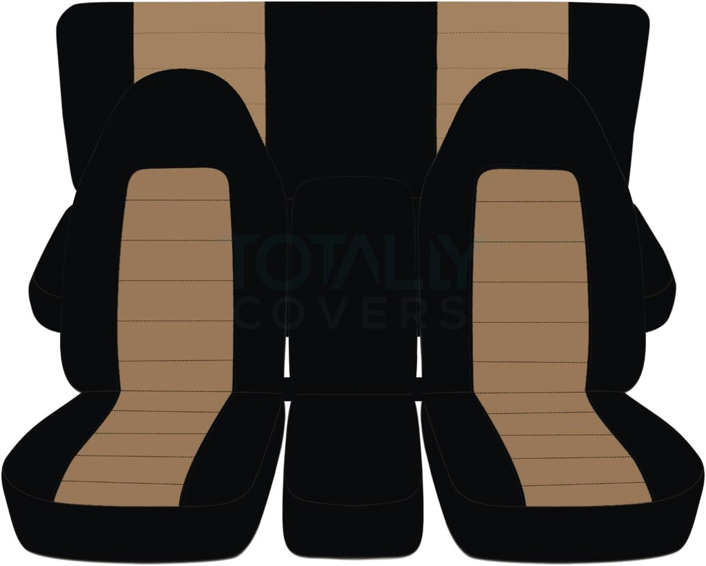 Black & White Two-Tone Truck Seat Covers Full Set D9231