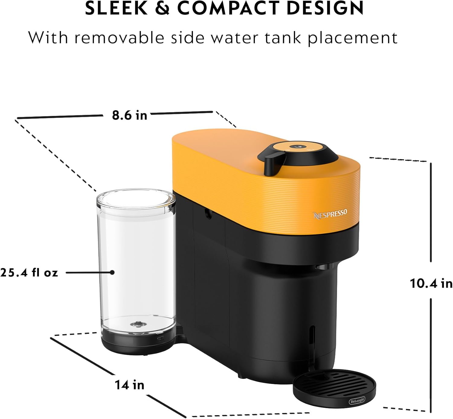 Mango Yellow Nespresso Machine with Aeroccino T96736