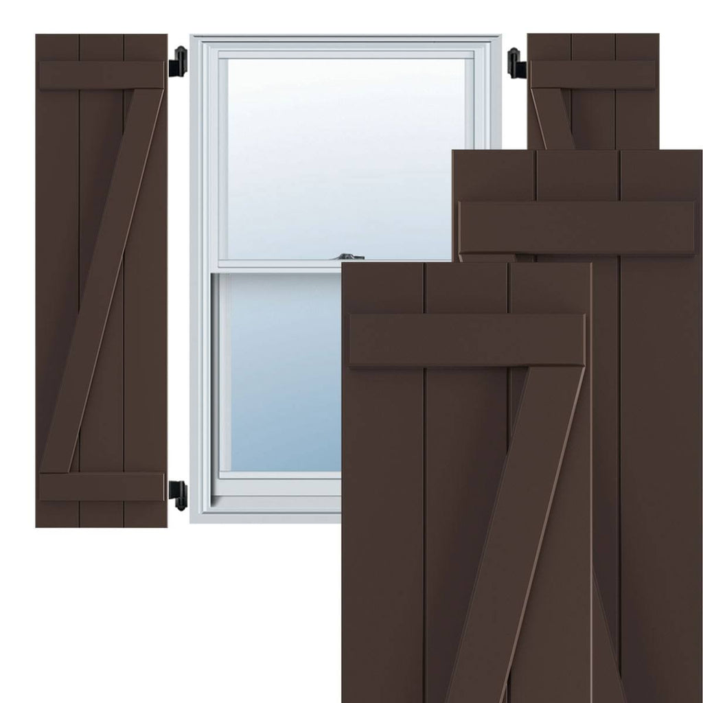 16-1/8x22 x 66x22 PVC Board and Batten Shutters, Raisin Brown (Per Pair) W47305
