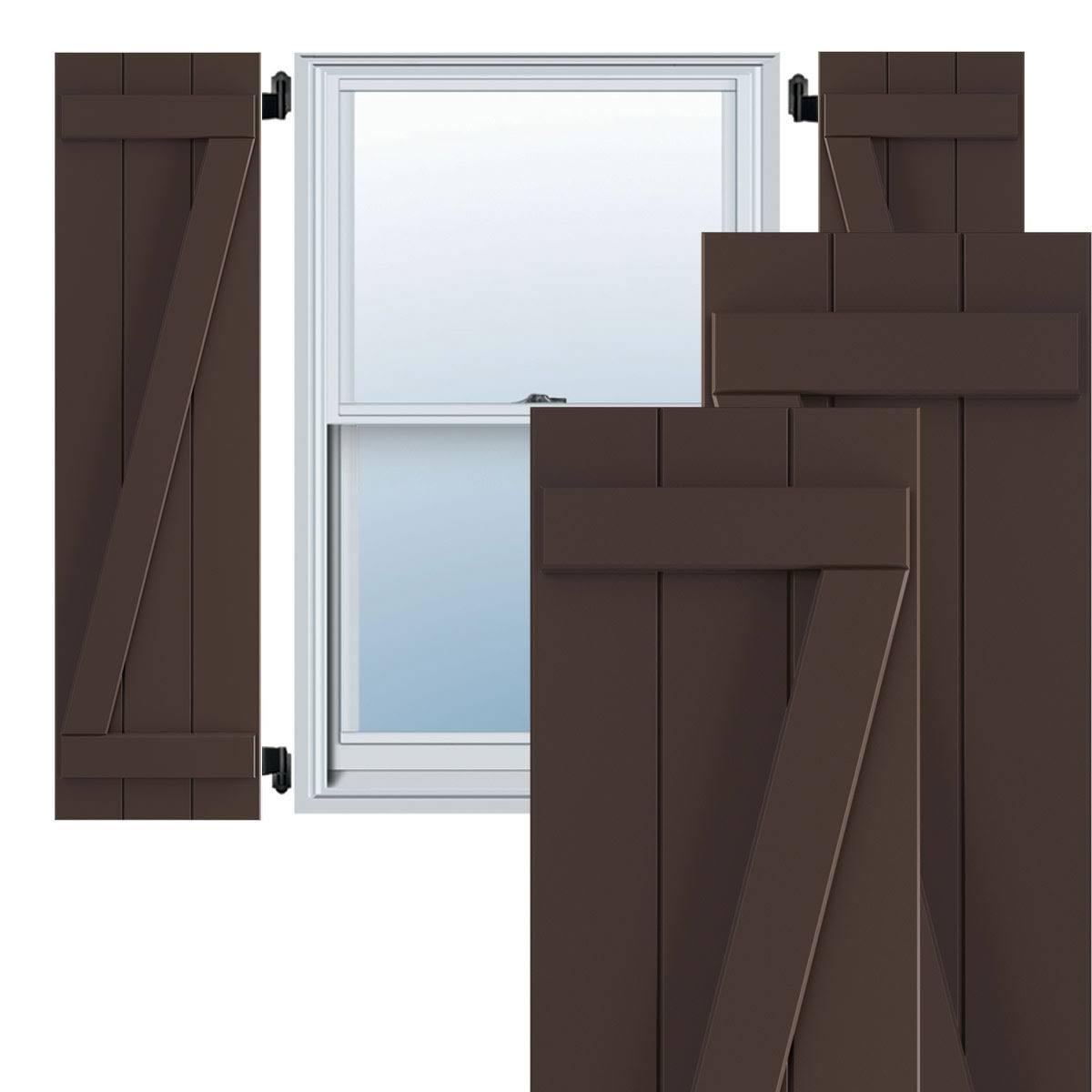 16-1/8x22 x 66x22 PVC Board and Batten Shutters, Raisin Brown (Per Pair) W47305