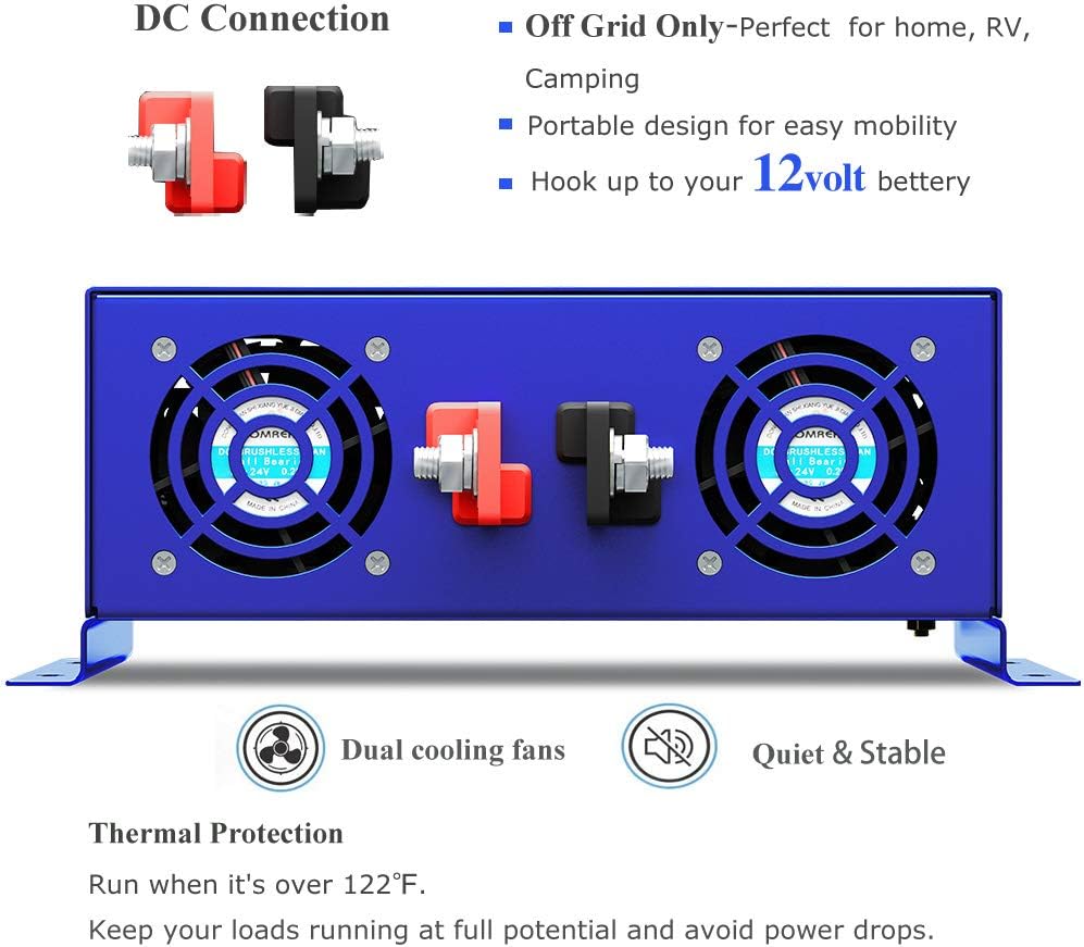 Pure Sine Wave Inverter 3500W 48V to 110V 120V AC with LED Display 2 AC Outlets Y6662
