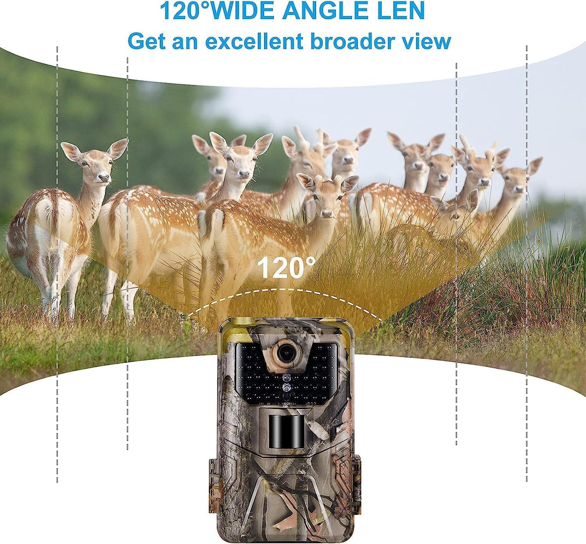 36MP 1520P Night Vision Motion Activated Hunting Camera IP67 Waterproof 120° 65FT 44pcs No Glow LEDs H479