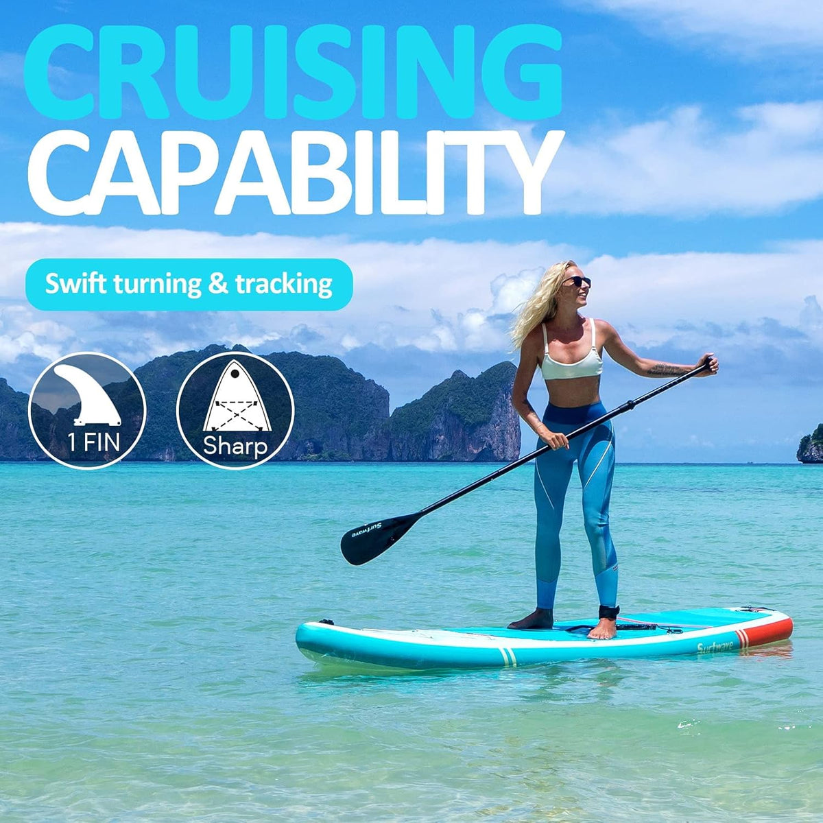 10'8''×33''×6'' Extra Wide Inflatable Paddle Board with Camera Mount O40029