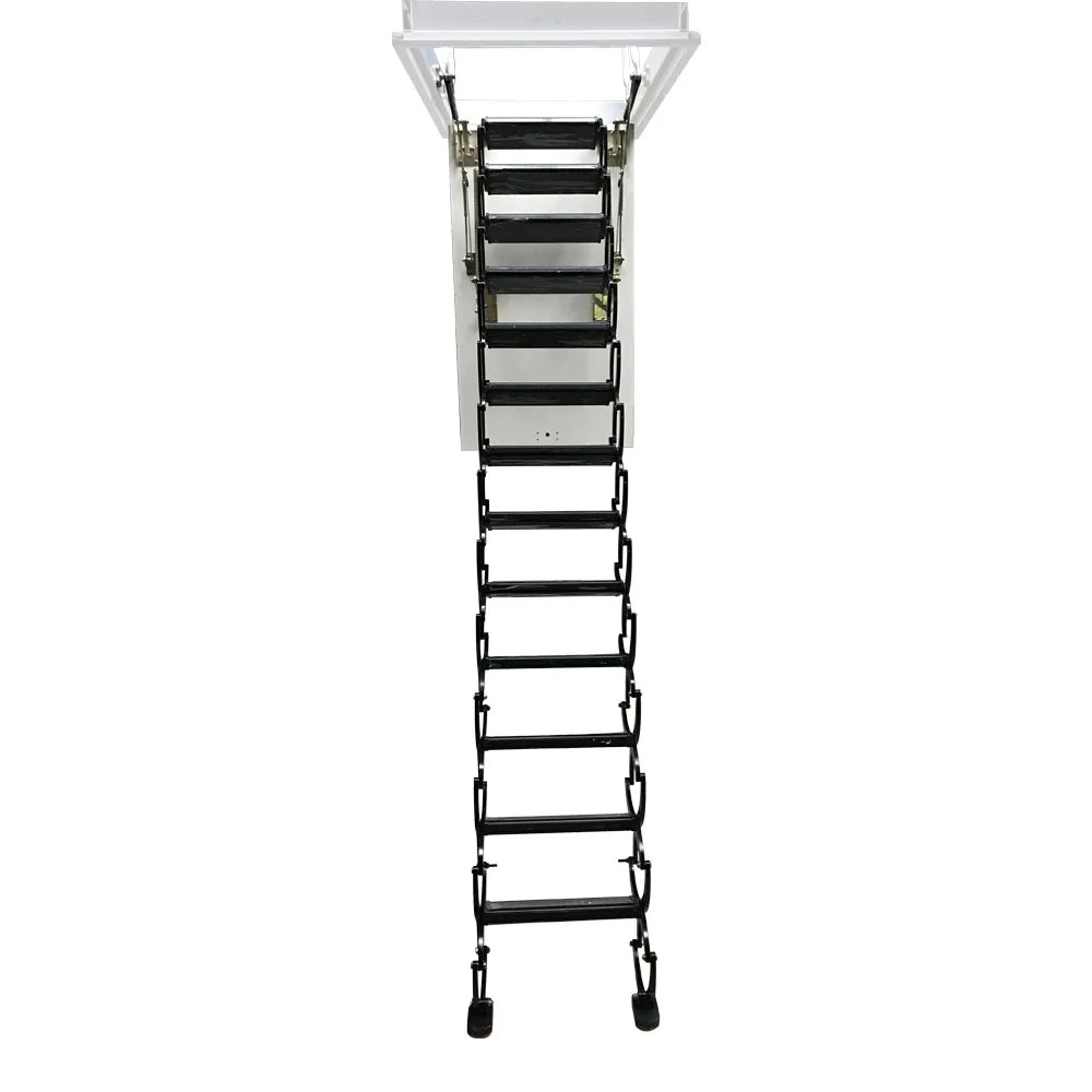 Black 13 Steps Ceiling Mounted Telescopic Loft Ladder U8451
