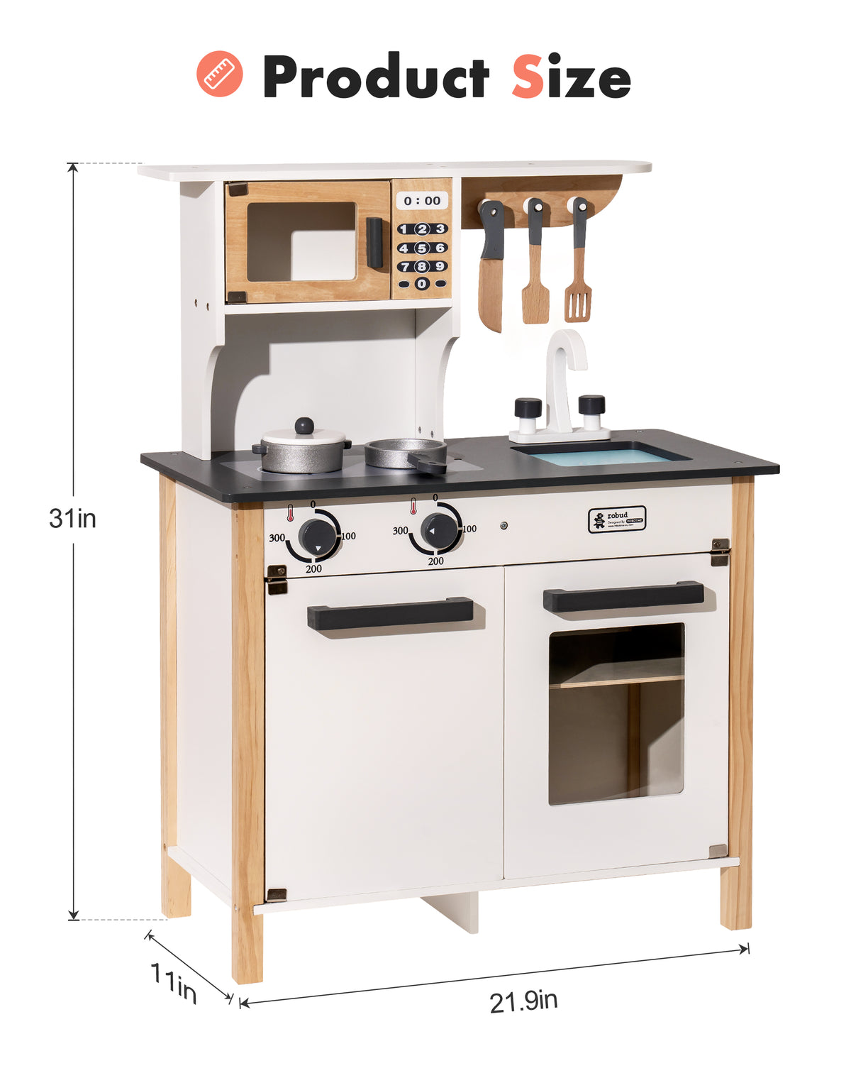White Pretend Wooden Kitchen Play Set U9237