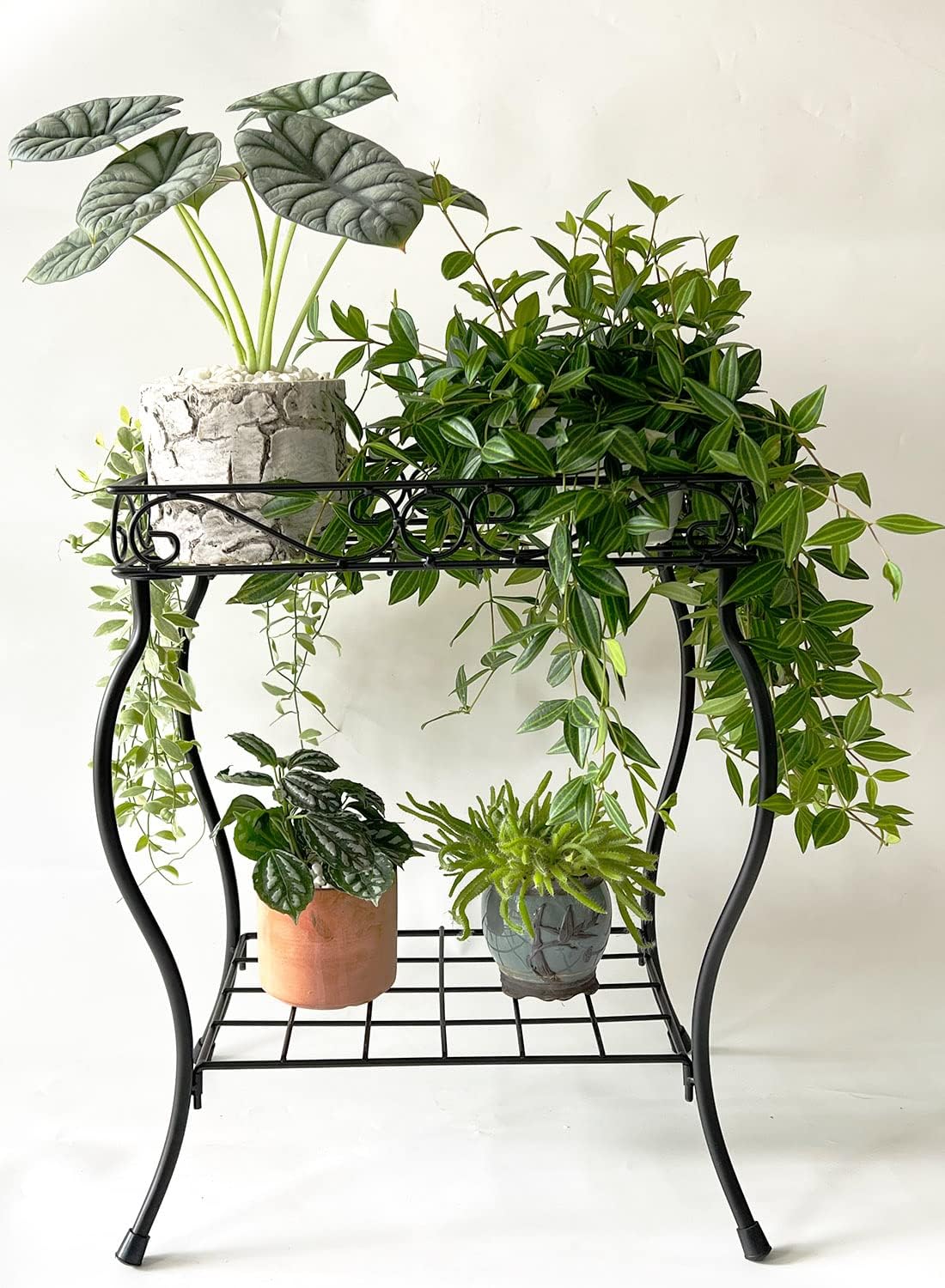 18.7'' Tall Rectangular Metal Plant Stand Black Q7464