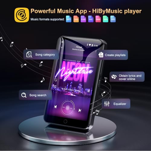 80GB MP3 Player with Bluetooth and WiFi, 4.0" IPS Touch Screen Android Player (Black) T77822