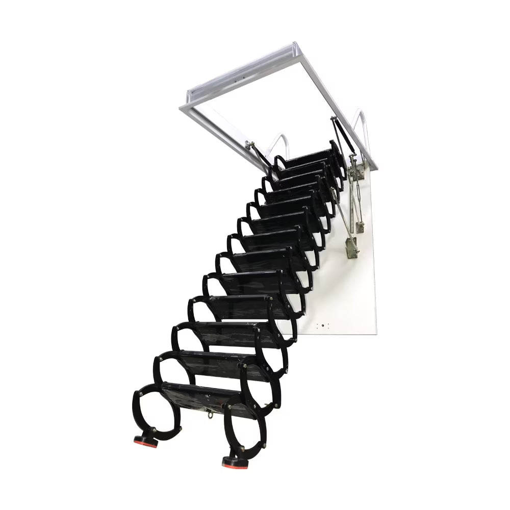 Black 13 Steps Ceiling Mounted Telescopic Loft Ladder U8451