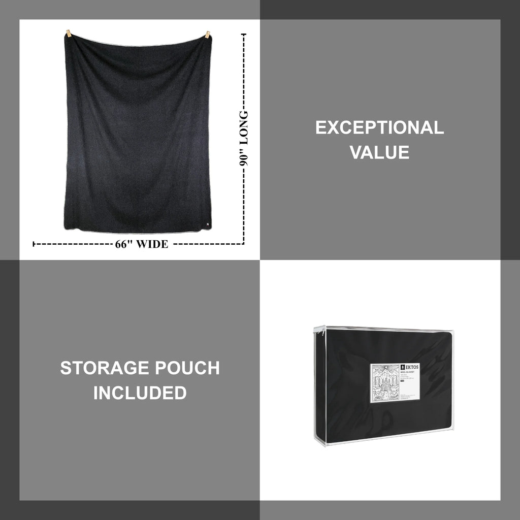 Charcoal 100% Wool Blanket Twin Size C468