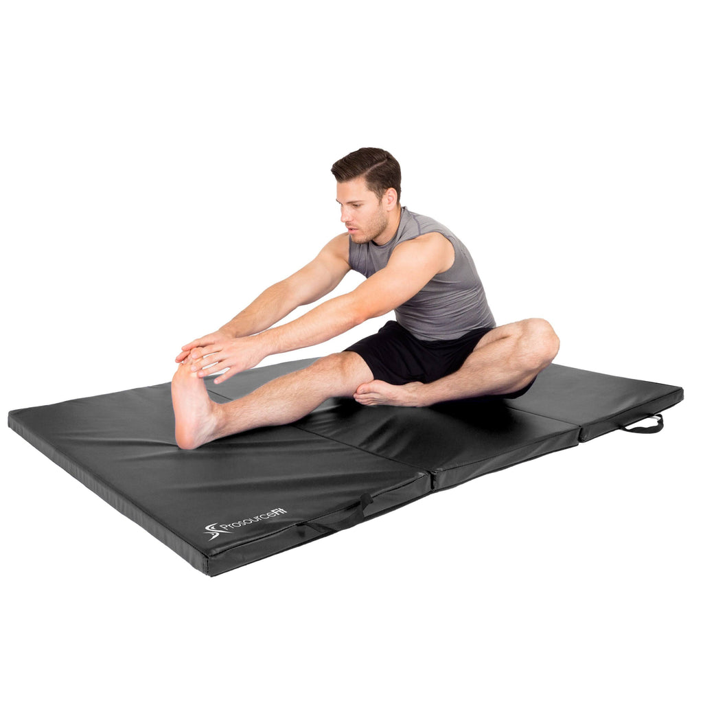 Black Tri-Fold Exercise Mat with Carrying Handles E230