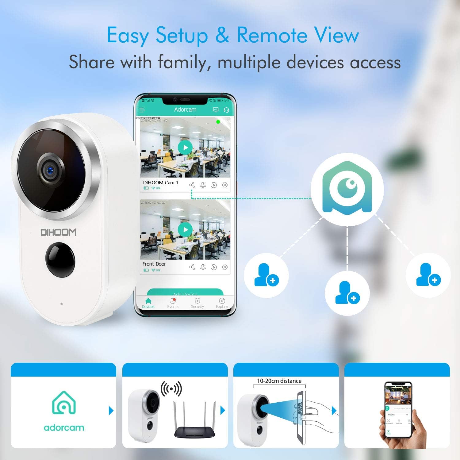 Outdoor Solar Security Camera Wireless 1080P Rechargeable Battery Powered WiFi Camera 2 Way Audio HD Video Wirefree IP Camera Motion Alarm Home Surveillance Camera System U194606