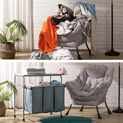 Blue Grey Rolling Laundry Sorter with Ironing Board and 3-Bag L3043