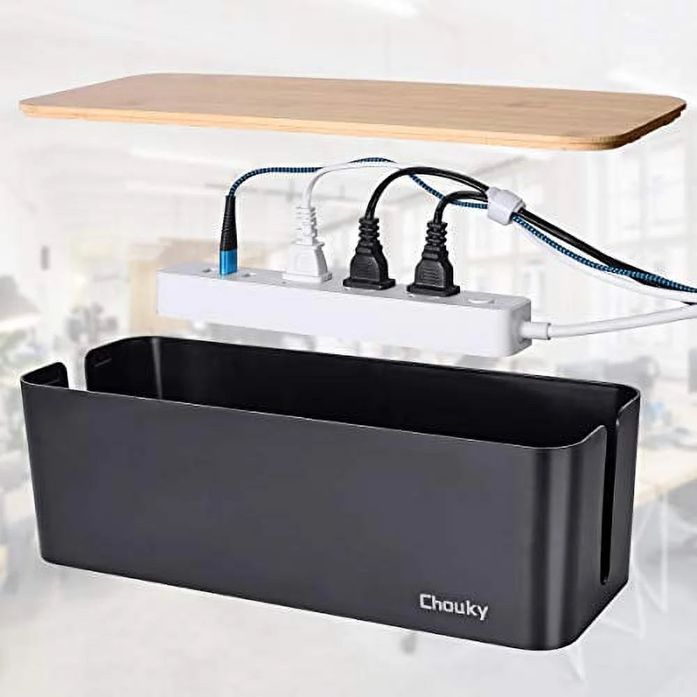 2 Pack Large Wooden Style Cord Organizer Box (Black) V4852