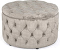Beige Button Tufted Storage Ottoman X182