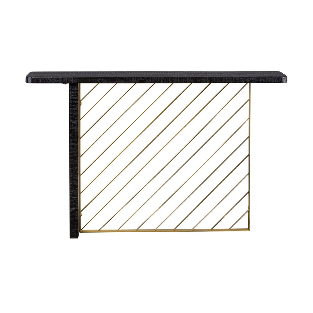 Black Wood Console Table with Antique Brass Accent Z3781