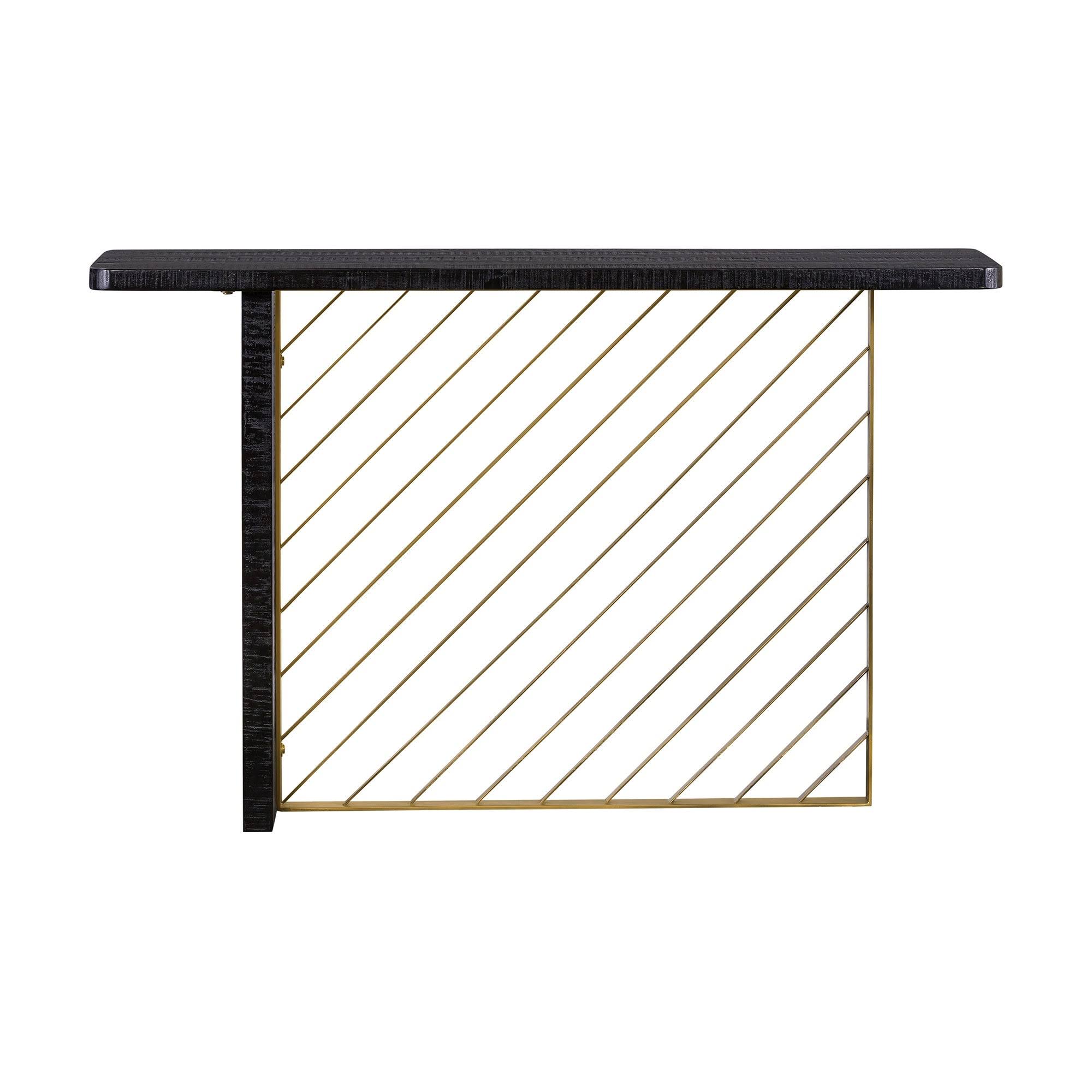 Black Wood Console Table with Antique Brass Accent Z3781