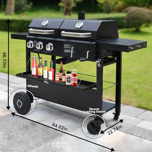6-Burner Propane Gas Grill and Griddle with Double Stainless Steel Lids U917171