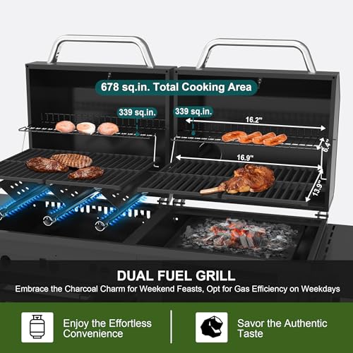 6-Burner Propane Gas Grill and Griddle with Double Stainless Steel Lids U917171